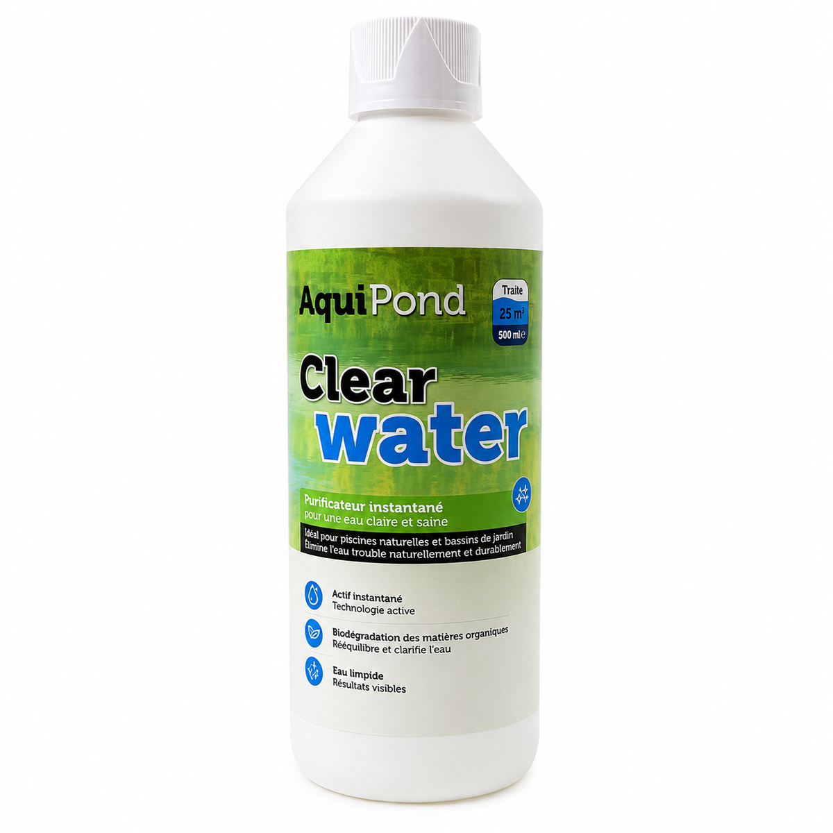Aquipond Clearwater pour 25M³ - Clarifiant Instantané - Contre l'eau verte & trouble