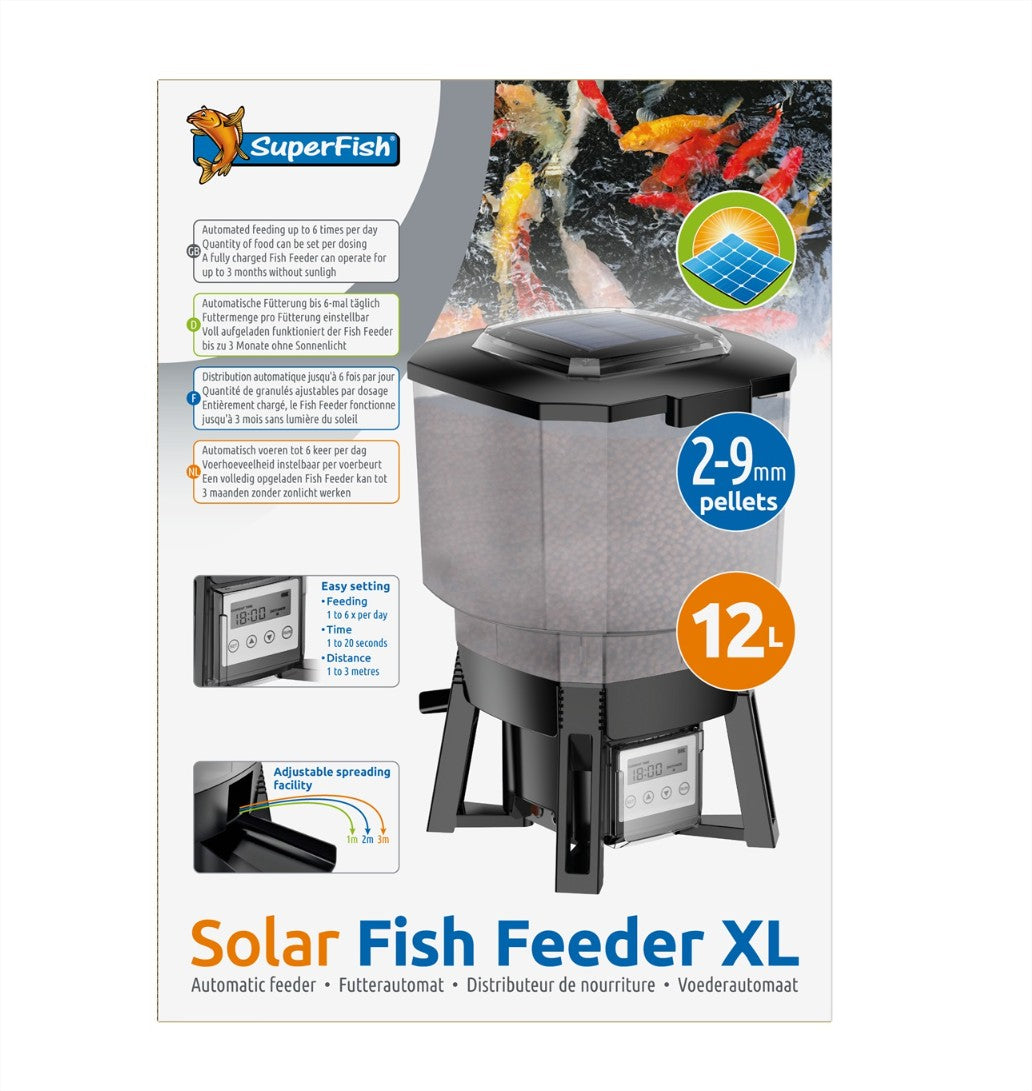 Distributeur Nourriture Automatique Solaire Superfish SOLAR Fish FEEDER XL 2 à 9MM - Pour poissons d'étang