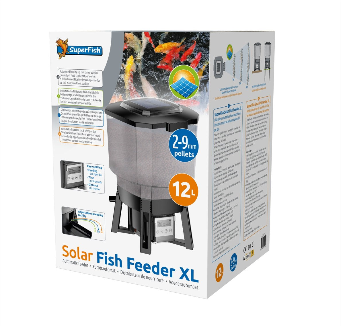 Distributeur Nourriture Automatique Solaire Superfish SOLAR Fish FEEDER XL 2 à 9MM - Pour poissons d'étang