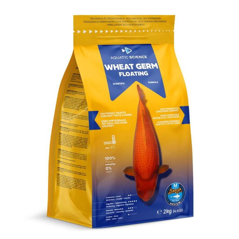 Aquatic Sciences Nourriture Wheat Germ MEDIUM Flottant 2kg - Aquatic Science - Adapté pour la préparation ou la récupération de l’hiver 5407012140420 ASWGFM2