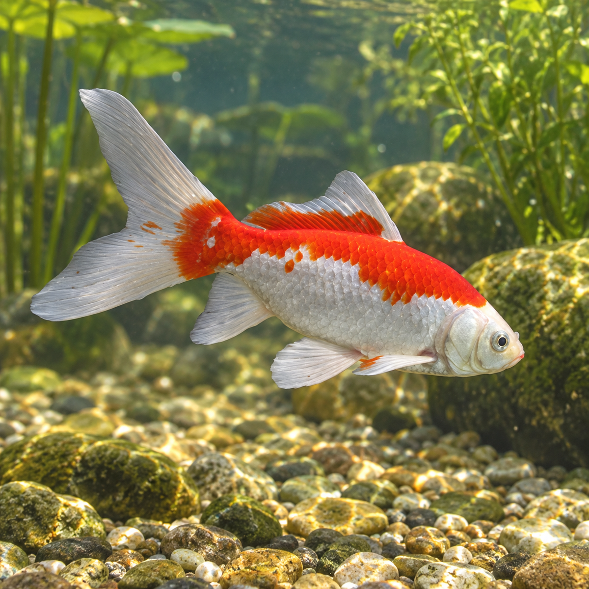 Sarasa - Poissons d'étang Sarasas dans l’eau — mise en situation illustrative générée