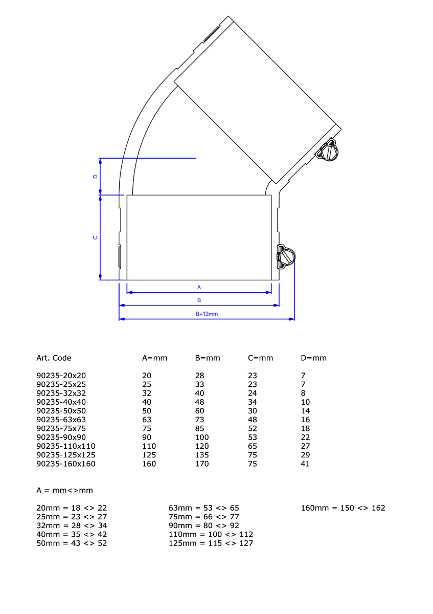 Courbe souple EPDM (45°) 40 mm — Aquitechnics — vue 2
