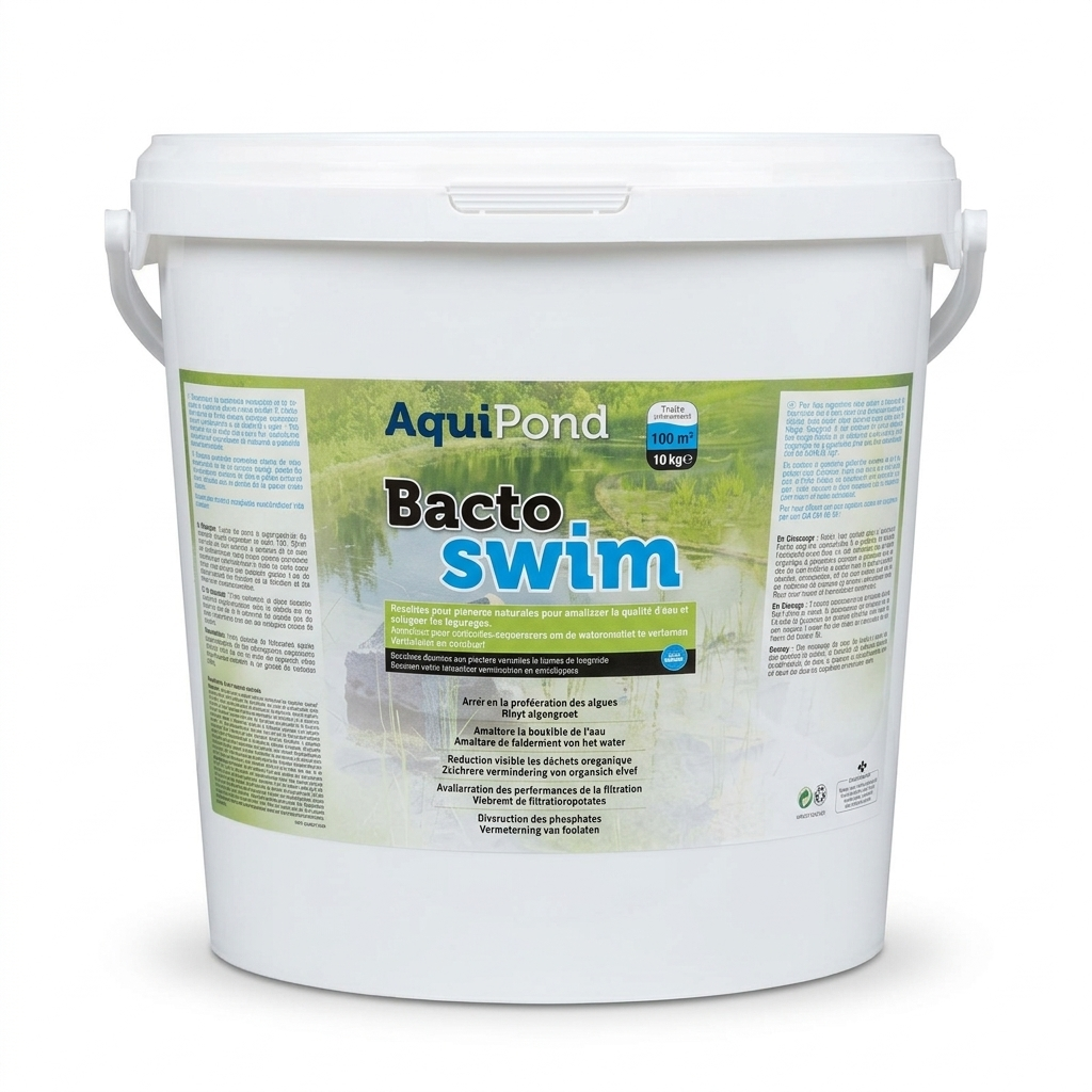 Aquipond BactoSwim Bactéries pour Piscine Naturelle - 10Kg - Permet de réduire les algues et la vase en piscine naturelle - Pour piscine de 50 à 100M²