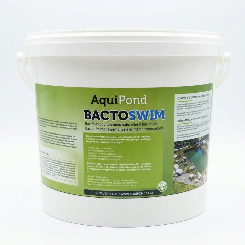 Aquipond BactoSwim Bactéries pour Piscine Naturelle - 5Kg - Permet de réduire les algues et la vase en piscine naturelle - Pour piscine de 25 à 50M²