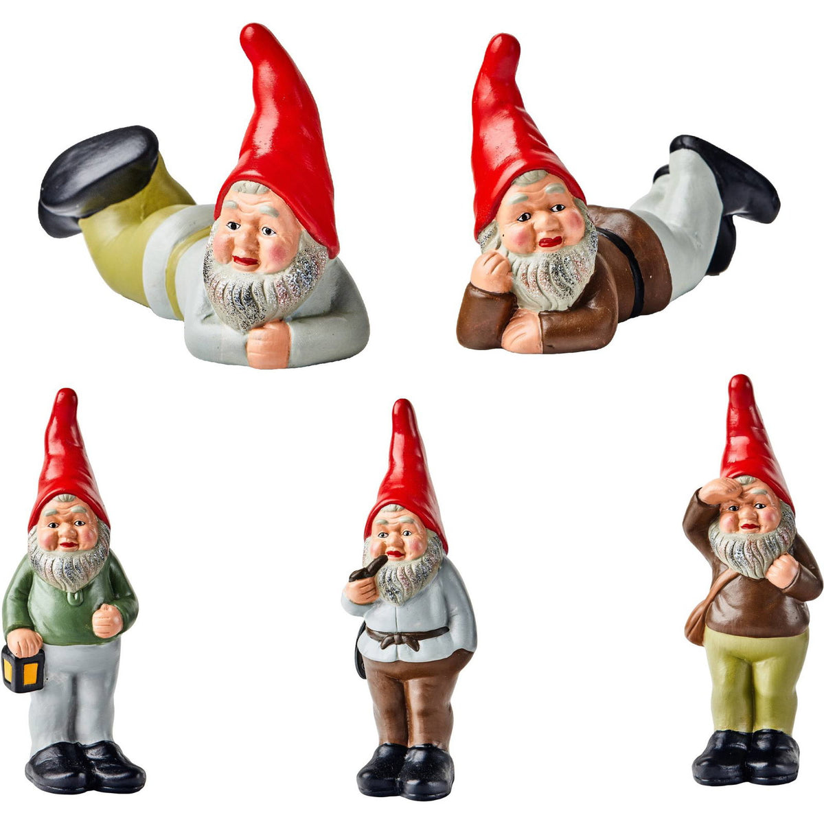 Lot de 5 nains de jardin Die Waldmänner Heissner