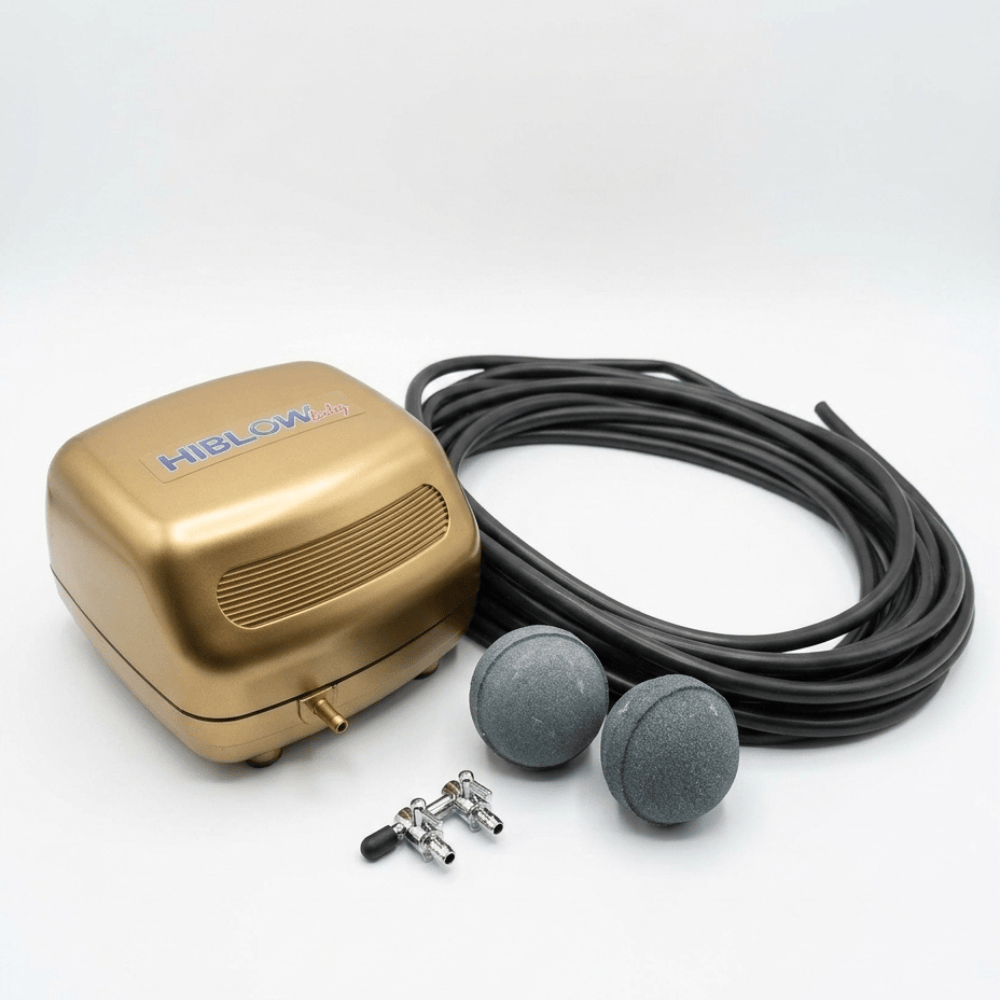 Kit complet de pompe à air pour bassin de 0 à 5M³ - Hiblow Baby