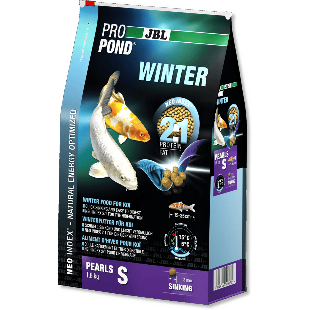 JBL JBL ProPond Winter - Small 1.8kg - Nourriture d'hiver pour koïs de petite taille 4014162043702 4134116
