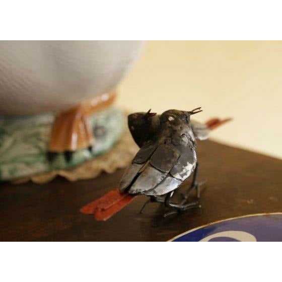 Arrosoir & Persil Rouge queue – Couple - Oiseau décoratif en métal recyclé 11210