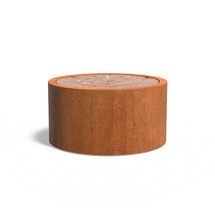 Fuente Mesa de agua redonda en acero corten
