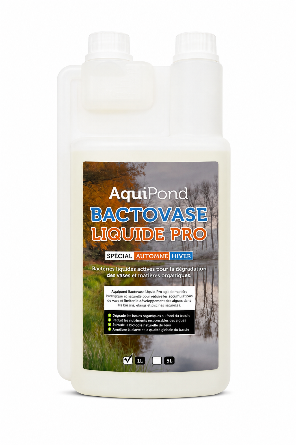 Aquipond Bactovase Liquide - 1L - Agit sur les algues et la vase