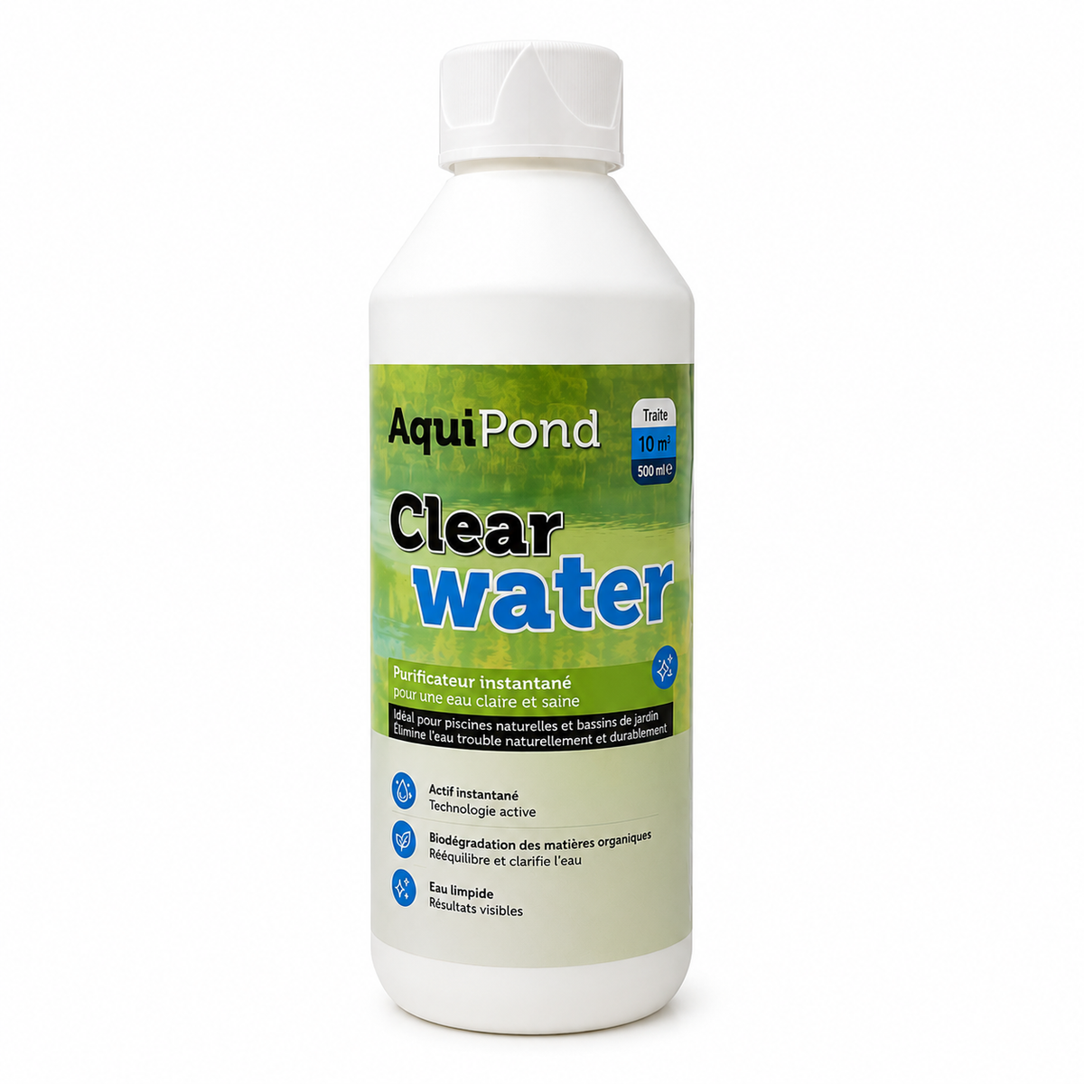 Aquipond Clearwater pour 10M³ - Clarifiant Instantané - Contre l'eau verte & trouble