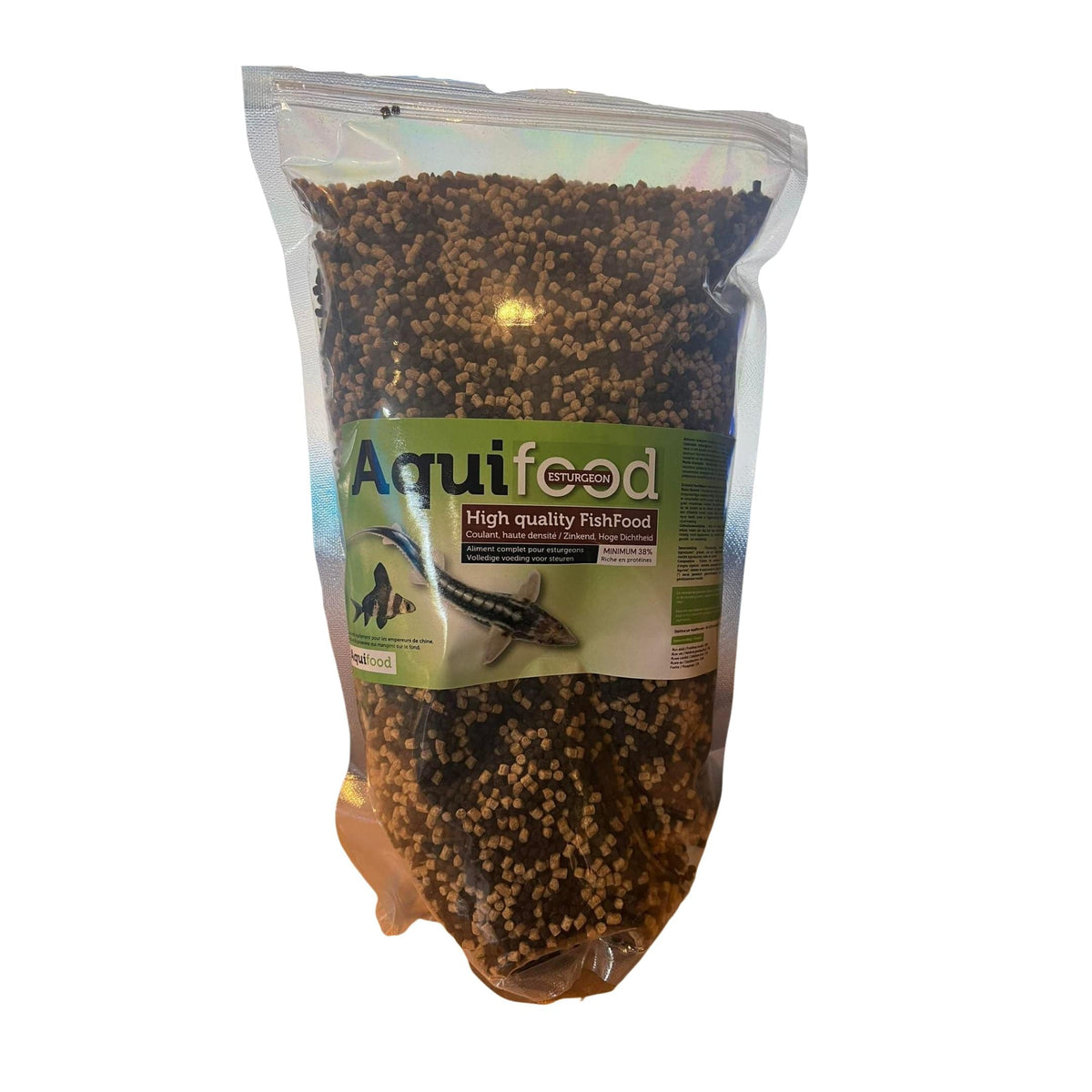 Aquifood Esturgeon 3 mm – 1 550 g – Nourriture coulante pour esturgeons jusqu'à 25 cm