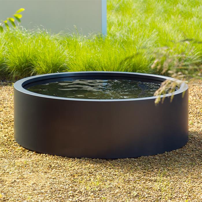 Bassin rond hors-sol Atoll en acier corten - Aquigarden