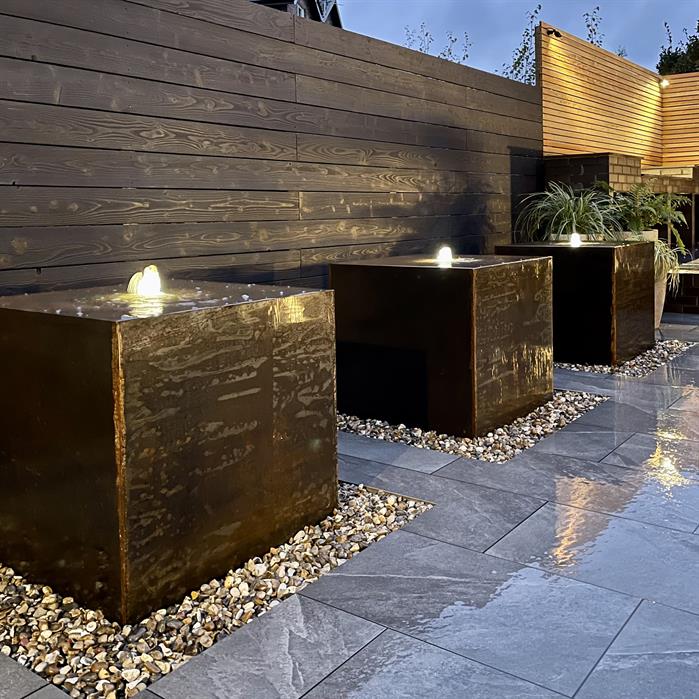 Bloc d'eau Source en acier corten - Aquigarden