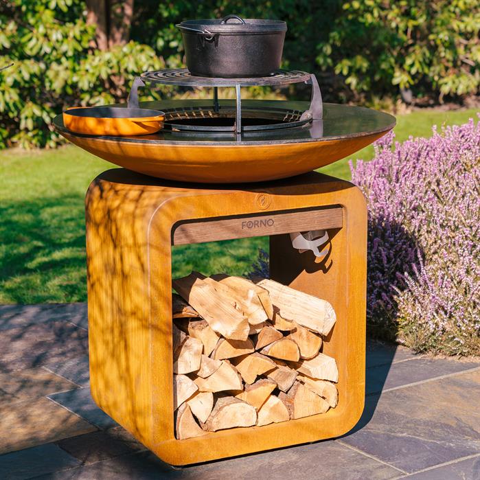 Brasero plancha Braise en acier corten - feu de bois - Aquigarden