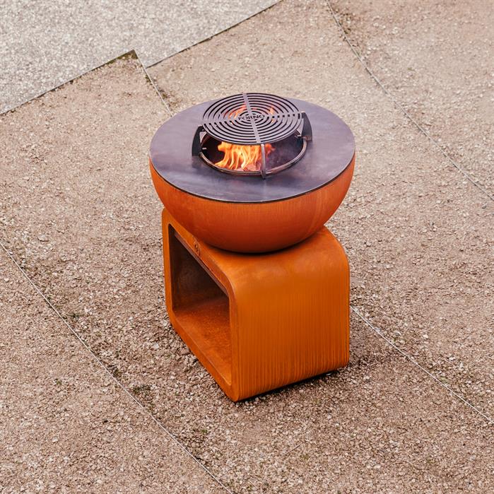 Brasero plancha Braise Globe en acier corten - Ø 80 cm - Aquigarden