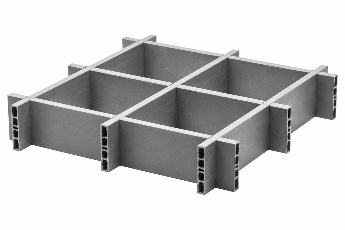 Carré potager Garden Box 120 x 120 x 22 cm à 4 compartiments - Ecoo — vue sur fond blanc