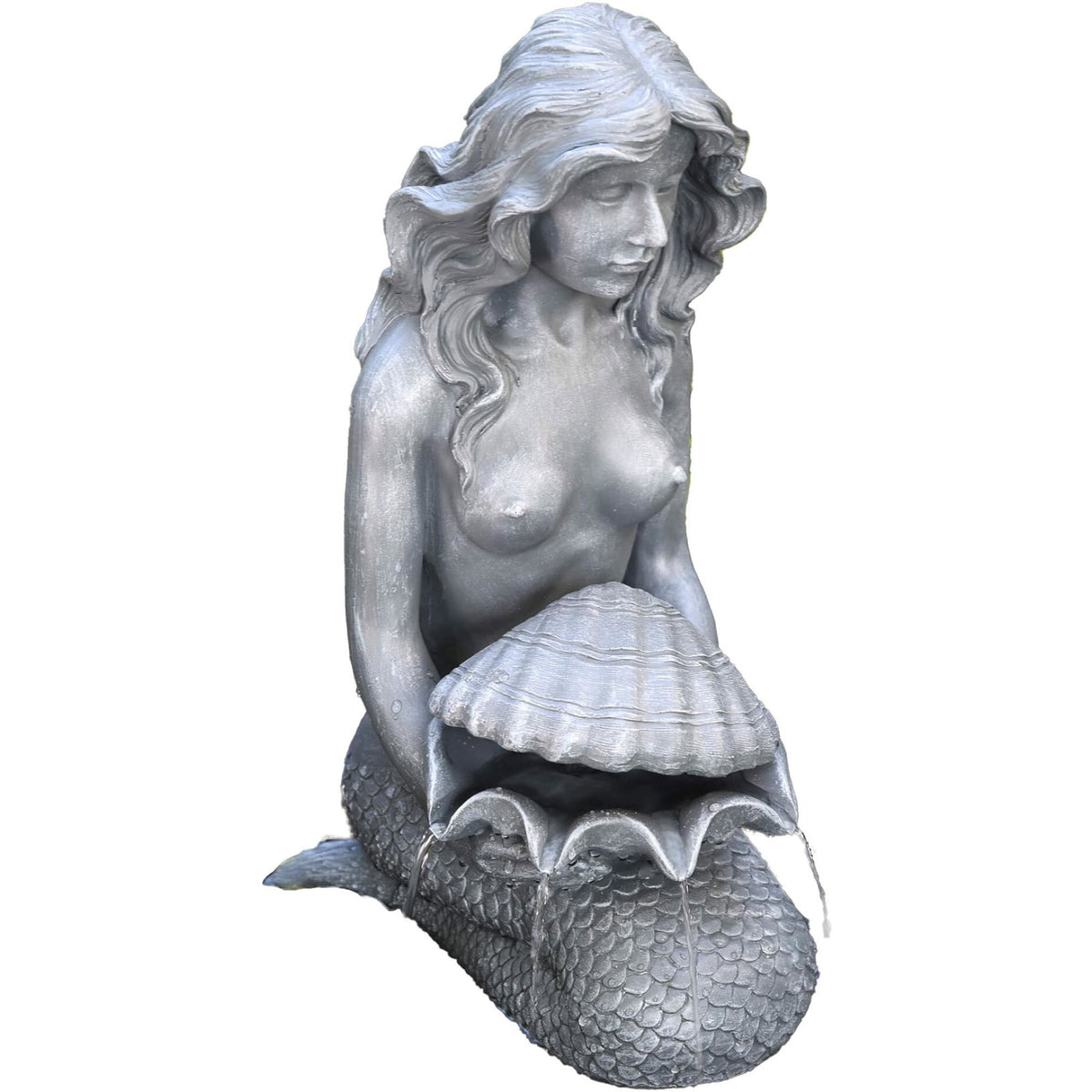 Gargouille sirène au coquillage Heissner – 30 × 20 × 46 cm