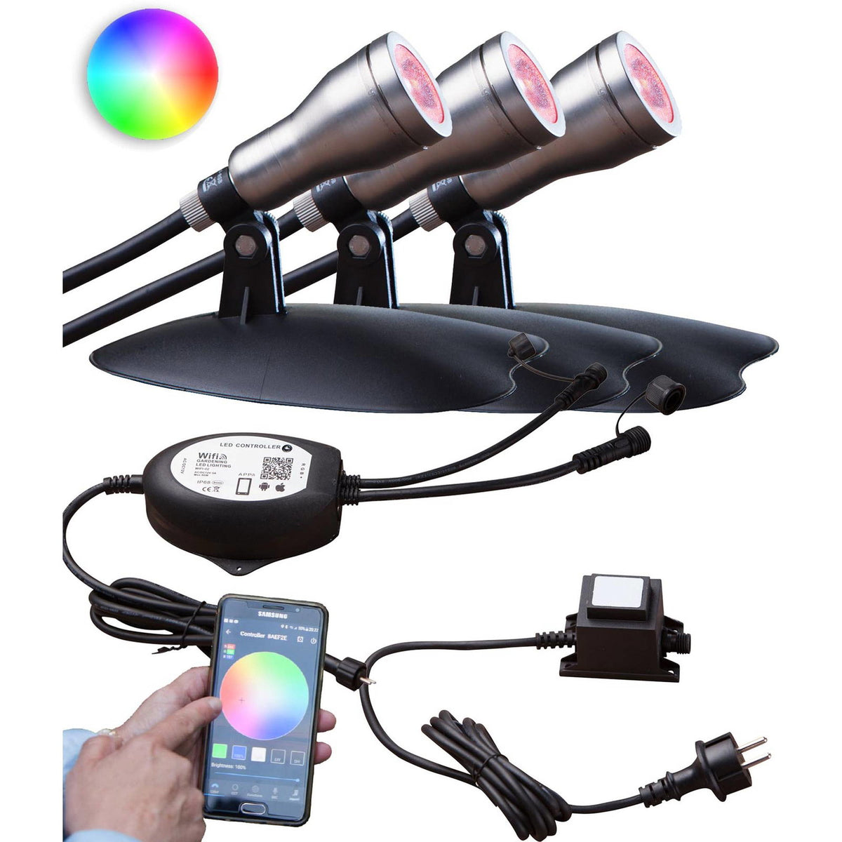 Kit SMART LIGHTS WiFi Heissner – 3 spots RGB de 3 W