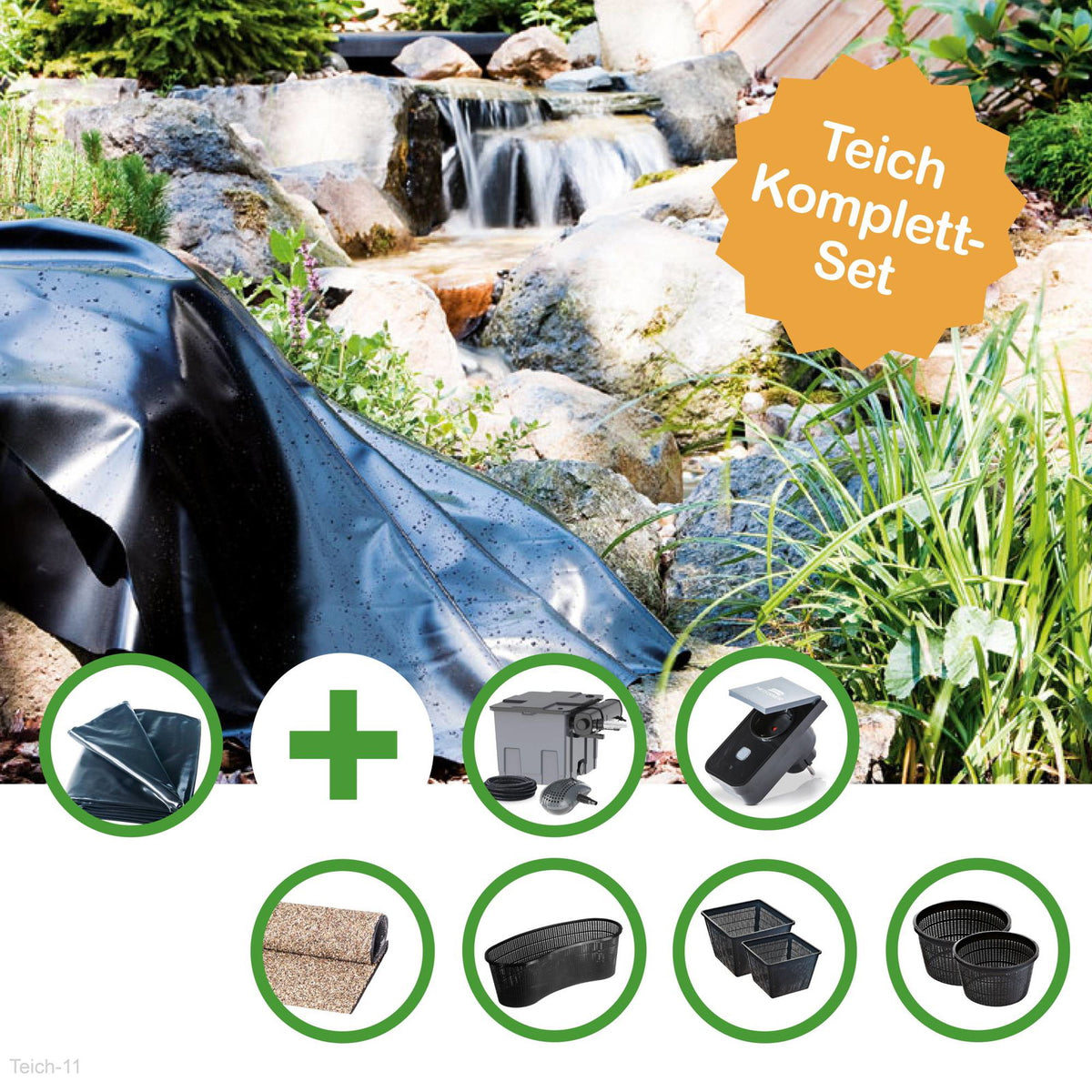 Kit bassin WOLGA Heissner – bâche 48 m² et filtre FPU16000