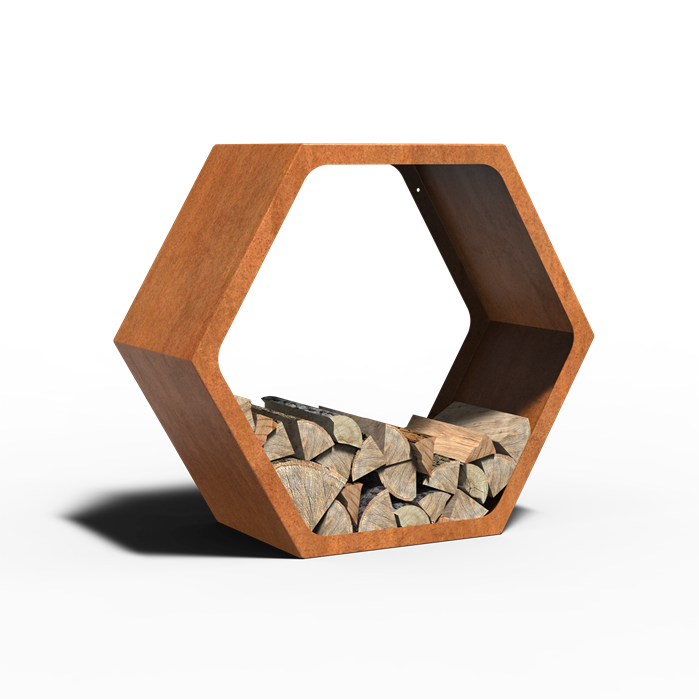 Range-bûches modulaire Alvéole en acier corten - Aquigarden