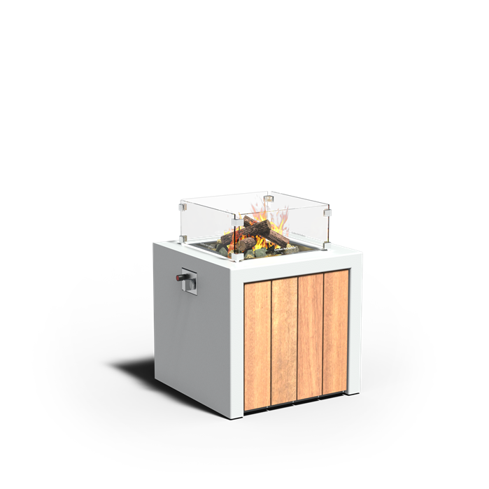 Table à feu gaz Lumen Nature - aluminium et habillage bois - Aquigarden
