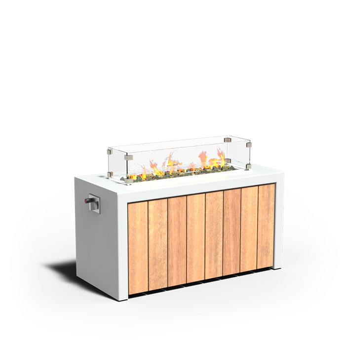 Table à feu gaz Lumen Nature - aluminium et habillage bois - Aquigarden