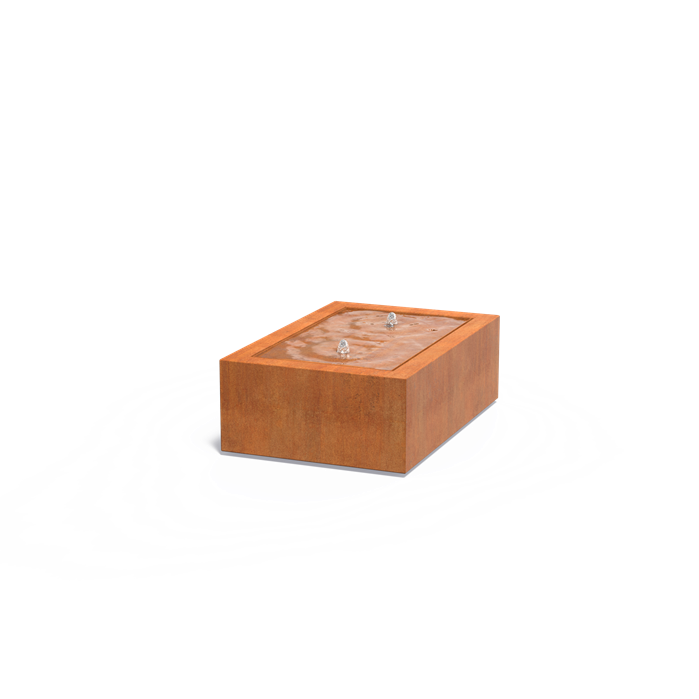 Table d'eau Canal en acier corten - carrée ou rectangulaire - Aquigarden