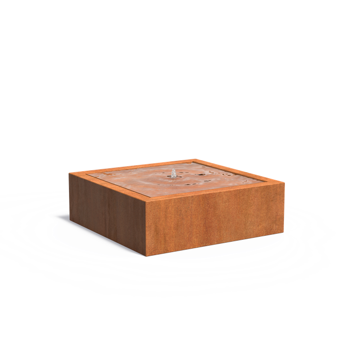 Table d'eau Canal en acier corten - carrée ou rectangulaire - Aquigarden