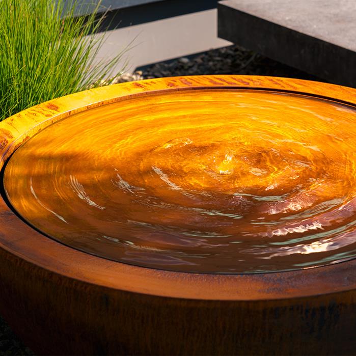 Vasque à débordement Ondine en acier corten - Aquigarden