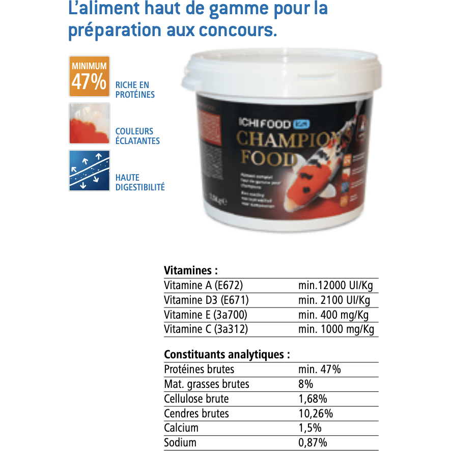 Aquatic Sciences Nourriture ICHI FOOD CHAMPION'S 4-5 MM  5 KG - Champion Food Koï Pro Nourriture 5425030685259 DAFCPF505E