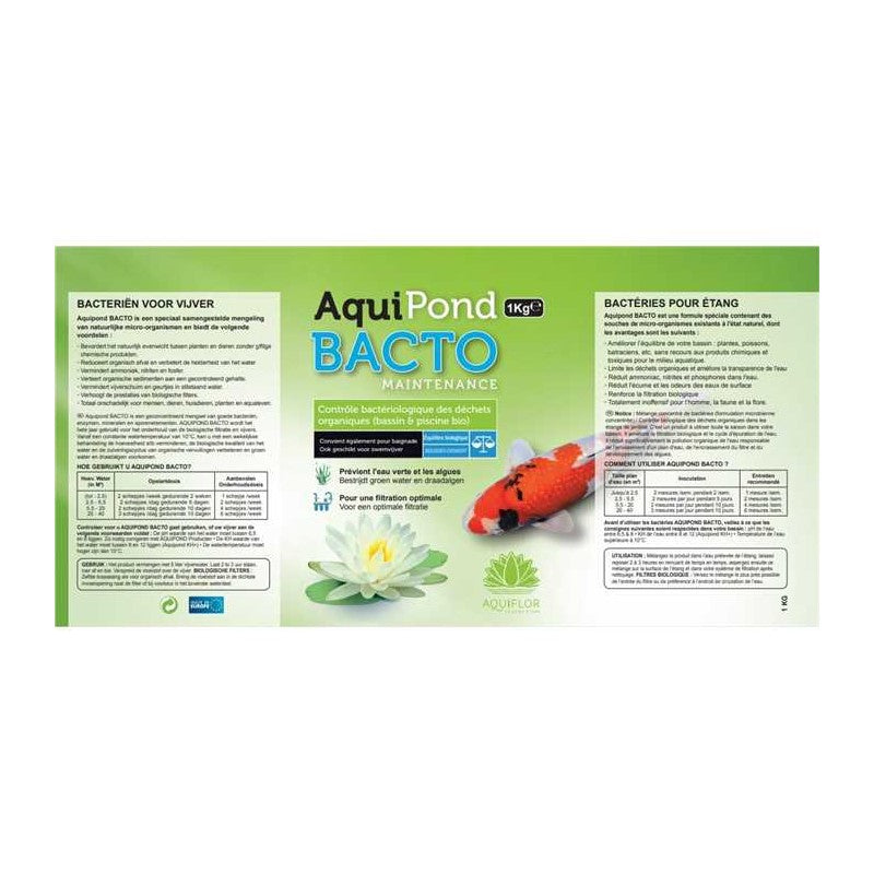 Aquipond Bacto Maintenance 1 kg pour étang, 20 m³/saison