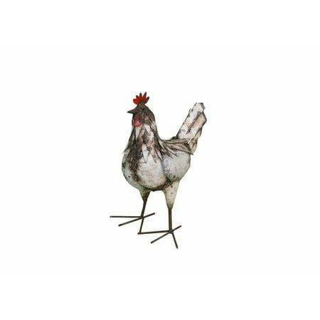Arrosoir & Persil Poule blanche - Oiseau décoratif en métal recyclé 13012