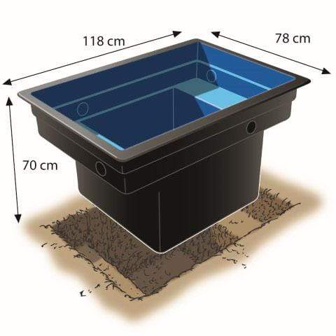 FOUDEBASSIN.COM UBBINK QUADRA C1 - bassin préformé - HDPE, surface 0,92 m², profondeur max 70 cm, volume d'eau 520 l - H70 x 78 x 118 cm 8711465110013 1311001